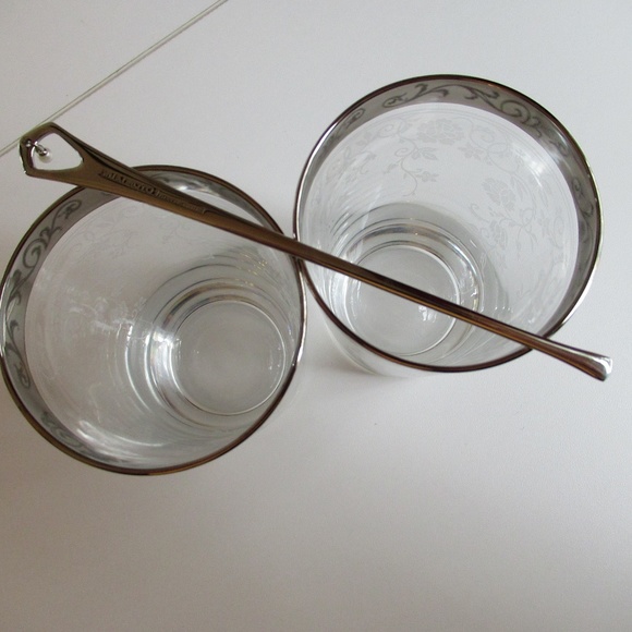 Mikimoto International Etched Highball glasses & silver stirrer - Picture 9 of 9